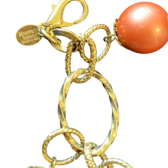 Gold Colored Chain Bracelet with Amber Beads, Nouvelle Bijoux (Made in Italy) - Picture 4 of 7
